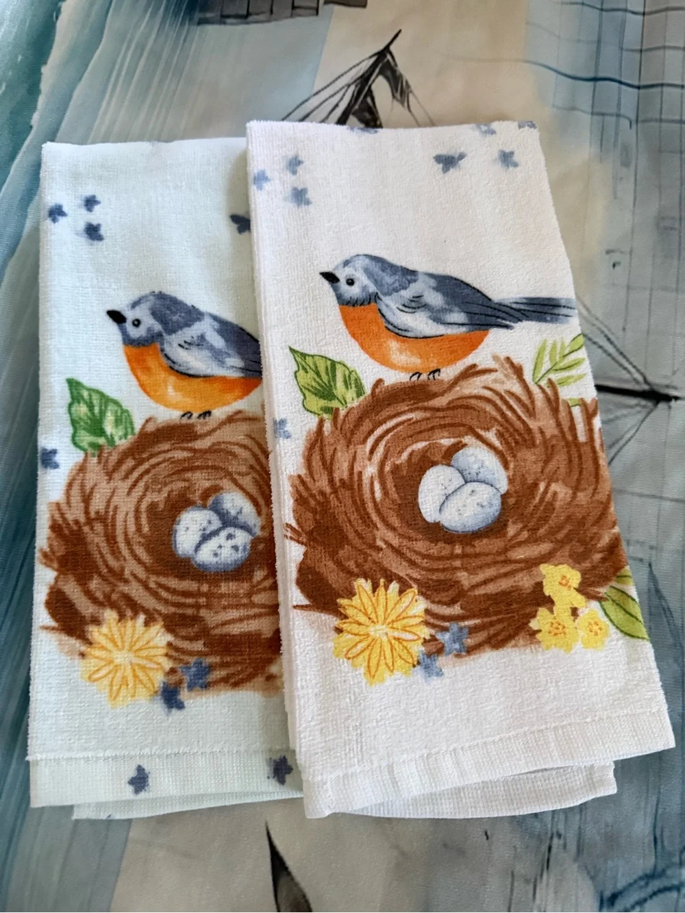 New Set of 4 Kohl's Bird Nest Hand Towel Set
